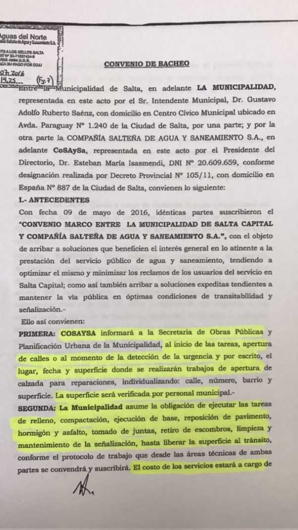 convenio bacheo